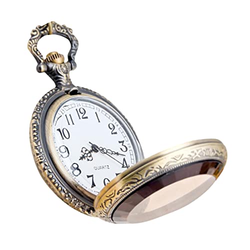 Mikikit Vintage Taschenuhr Mit Kette Tragbare Quarz-taschenuhr Für Herren Und Damen Elegantes Design Mit Großen Ziffern Perfektes Für Feiertage Und Besondere Anlässe von Mikikit