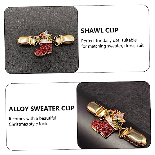 Mikikit Weihnachtlicher Pullover Clip aus Langlebiger Legierung Modischer Schal und Cardigan Clip für Damen Rutschfestes Accessoire für Festliche Kleidung bei Party und Alltag von Mikikit