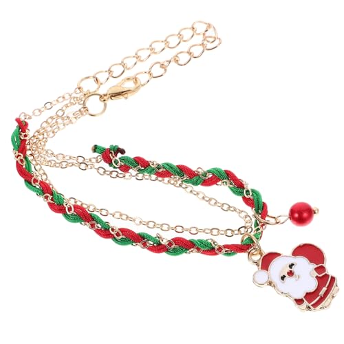 Mikikit Weihnachtliches Armband Damen Woven Wrist Chain Weihnachtsmann Anhänger Freundschaft Schmuck für Freundin und Frauen Handgefertigt Hautfreundlich Langlebig Modisch von Mikikit