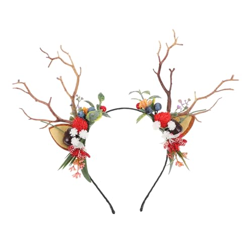 Mikikit Weihnachtliches Stirnband Geweih Haarreif mit Filigranem Rentier Kopfschmuck für Mädchen Party Dekoration Fasching Karneval von Mikikit