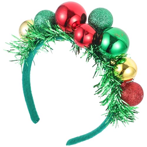 Mikikit Weihnachtliches Stirnband mit Bunten Kugeln Kreativer Haarreif für Festliche Partys Grün Rote Weihnachtskopfbedeckung Vielseitiges Xmas Haarschmuck für Winter Feiern von Mikikit