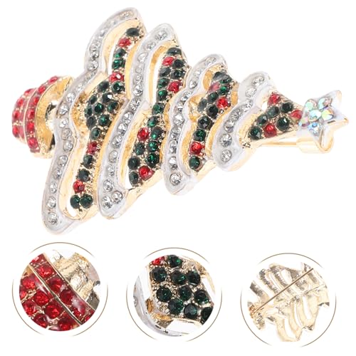 Mikikit Weihnachtsbaum Brosche Damen Strass Anstecker Festliche Kleidung Schmuck Accessoire für Weihnachten Langlebiger Alloy Pin mit Funkelnden Kristallen Vielseitig Tragbar für Pullover von Mikikit
