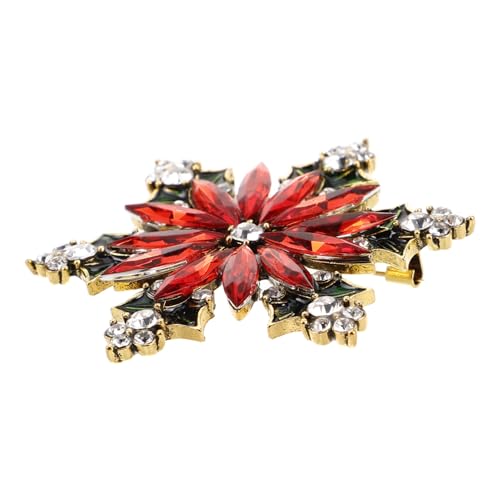 Mikikit Weihnachtsbrosche Schneeflocke mit Strass Legierung Anstecknadel für Pullover und Kleid Festlicher Schmuck für Damen Leichter Winter Dekorationspin von Mikikit