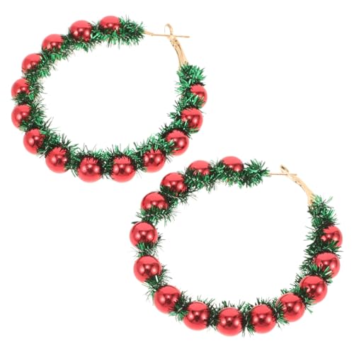 Mikikit Weihnachtsohrringe Weihnachtsbaum und Glocken Ohrstecker Damen Plüsch Rot Festliche Party Schmuck Geschenkidee für Weihnachten und Xmas Feier von Mikikit