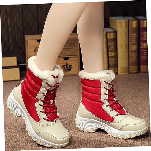 Mikikit Winter Damen Schneestiefel mit Kunstfell Gefüttert Rutschfeste Gummisohle Schnürbar Warm Gefütterte Winterboots für Outdoor und Alltag Modisch und Vielseitig Kombinierbar von Mikikit