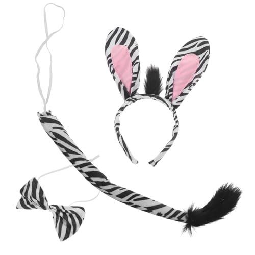 Mikikit Zebra Kostümset Mit Haarreifen Und Fliege Tierkostüm Accessoire Für Karneval Halloween Geburtstagsfeiern Und Cosplay von Mikikit
