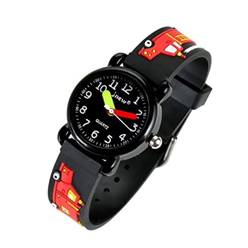 Mikikit wasserdichte Kinderuhr Kinderuhren Mädchen Smartwatch Silikon Geschenk Jungen Band Kinder Schwarz Feuer Für Kinder Muster Cartoon Uhren LKW Uhr D Kinderarmbanduhr Digital von Mikikit