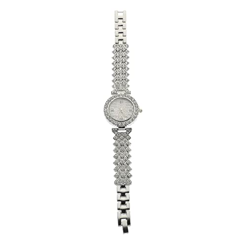 Strass-Silber-Ornament-Riemen Damen Verstellbar Zart Zeit Dekorativ Gürtel Uhr Kinder Modisch Verschönert Exquisites Dekor Stilvoll Für Handgelenk Student Geschenk Mädchen von Mikikit