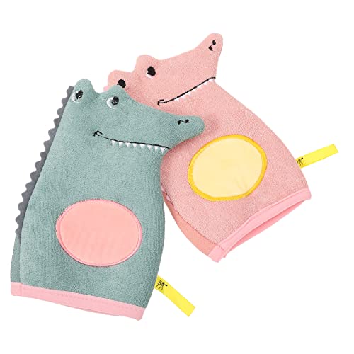 2 Stück Kinder Badetuch Kinder Fäustlinge Handschuhe Kinder Duschhandschuh Kinder Fäustlinge Körperpeeling Handschuh Körperwäscher Handschuh Badewäscher Peeling Handschuh Mikinona von Mikinona