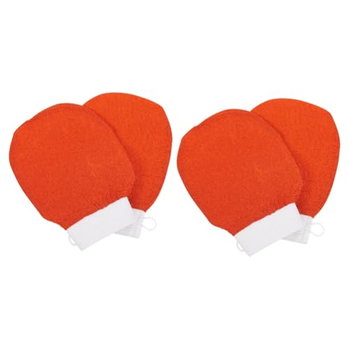 4 Stück Badehandschuhe Haushaltsreinigungshandschuhe Körperwäscher Bad Dusche Handschuhe Mitt Handschuhe Für Die Körpermassage Peeling-handtuch Bade-peeling-handschuhe Orange Mikinona von Mikinona