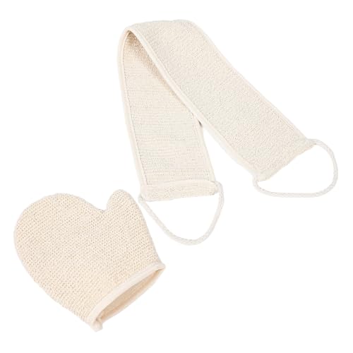 Mikinona 1 Satz Badetuch-set Peeling-badehandschuhe Waschbare Handschuhe Duschschrubber Körperpeeling Scrubber Waschlappen Zum Duschen Handpeelinghandschuh Peeling-körperpeeling Sisal Beige von Mikinona
