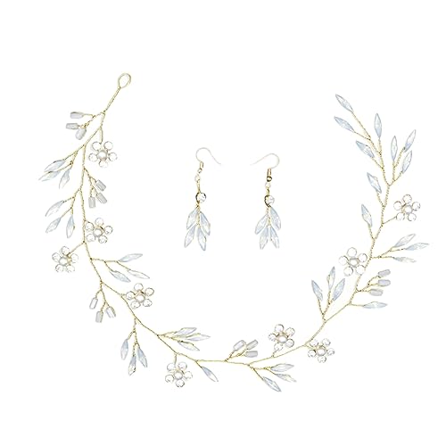 Mikinona Braut-haarschmuck-set Mit Blumen-stirnband Und -ohrclips Florialer Kopfschmuck Für Damen Hochzeit Und Festtagskleidung von Mikinona