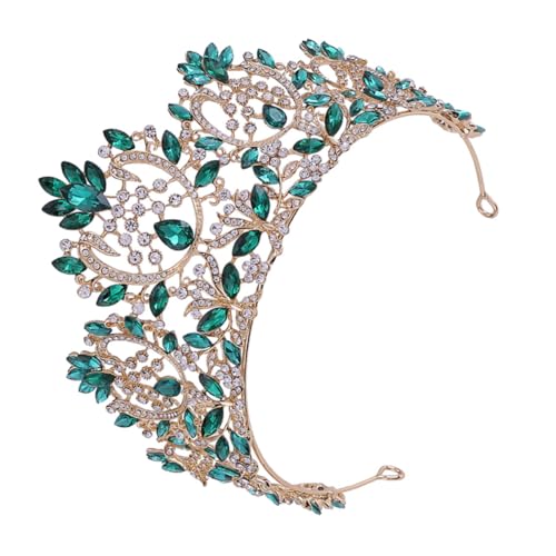 Mikinona 1 Stück Braut Tiara Hochzeitsdiademe Für Die Braut Braut- Prinzessin Krone Kronendekor Für Party Haarschmuck Zur Hochzeit Strasskristall -hochzeitsstirnband Runde Tiara Grün von Mikinona