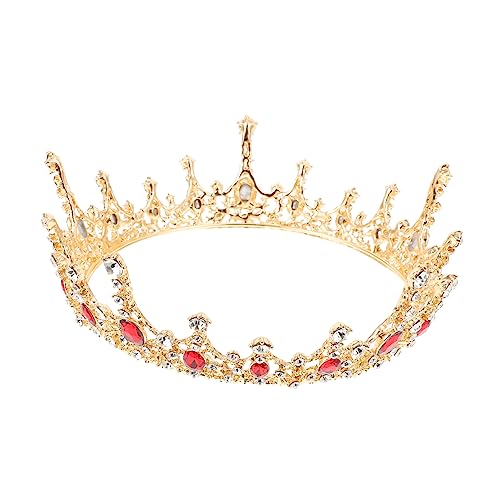 Mikinona 1 Stück Kristallkrone Braut Exquisit Krone für Mädchen Damen Kronen hochzeitsdeko Krone im barocken Stil Hochzeitskopfschmuck barocke Krone Modekrone Legierung rot von Mikinona