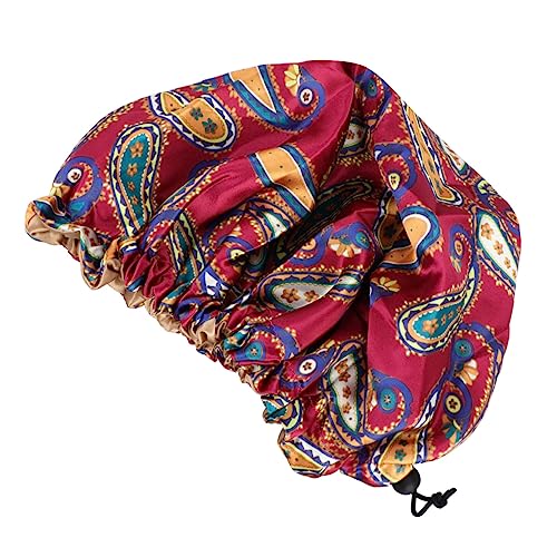 Mikinona 1 Stück runde Schlummertrunk Haarpflegekappe gefütterte Duschhaube Badkappe mit Doppelschicht Duschhaube für Frauen dame duschhauben wasserdichte duschhauben Badekappen Rotwein von Mikinona