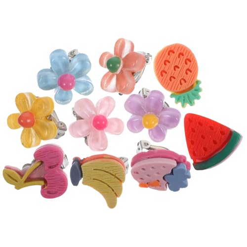 Mikinona 10 Paare Ohrclips Blumen Frucht Motiv Niedliche Ohrdekoration Schmerzfrei Leicht An Auszuziehen Mädchen Schmuck Kreative Ohrringe Für Alltag Und Feste von Mikinona