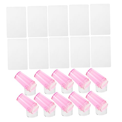 Mikinona 10 Sätze Teiliges French Tip Nail Stamper Kit Transparent Silikon Stempel mit Schabern für Diy Maniküre Nagelkunst zu Hause Salon für Designs von Mikinona