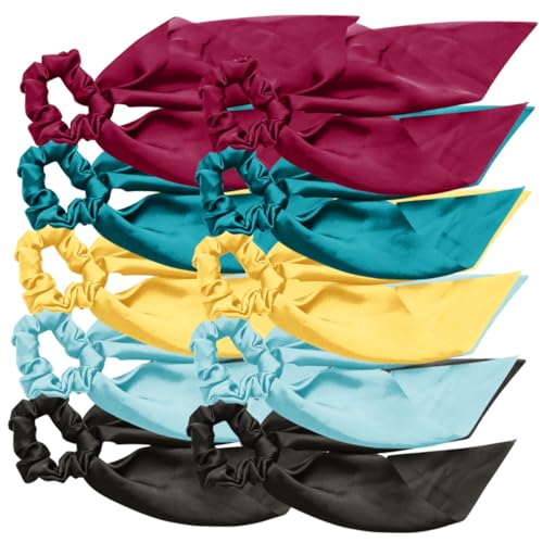 Mikinona 10 Stück Haarschleife Krawatte Perlen binden Bogen Gold Lockener Schal Pferdeschwanzhalter Haarbänder Haargummis mit Schleife elastische Haarbindungen Haargummis für Frauen Stoff von Mikinona