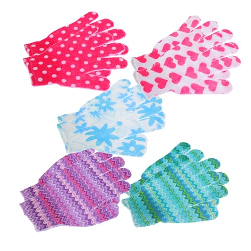 Mikinona 10 Stück Peeling Duschhandschuhe Exfolierende Körperreinigungshandschuhe Gemischte Farben für Männer Elastischem Handgelenk für Sanfte Hautpflege und Massage von Mikinona