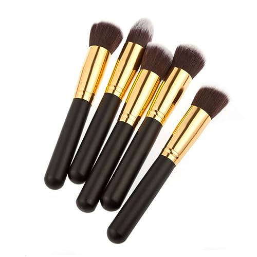 Mikinona 10stücke Teiliges Set Kosmetikpinsel Synthetische Pinsel Für Make-up Foundation Eyeliner Gesichtspinsel Pinselset Für Täglichen Gebrauch Schwarz Gold von Mikinona