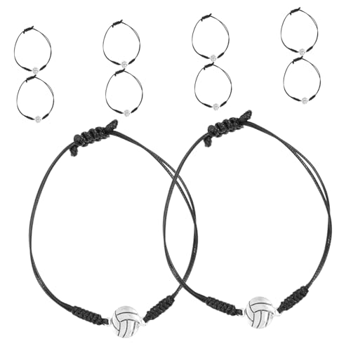 Mikinona 10 Stück Verstellbare Volleyball-Armbänder aus geflochtenem Seil mit Volleyball-Anhänger sportliche Freundschaftsarmbänder für Damen Teenager Mannschaftsspieler als von Mikinona