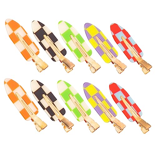 Mikinona 10 Stück karierte Haarspangen Rechnung schlank Styling Haarklammern für Haarspangen für Mädchen Haarspange mit Entenschnabel Haarnadeln Haarnadelklammern PVC von Mikinona