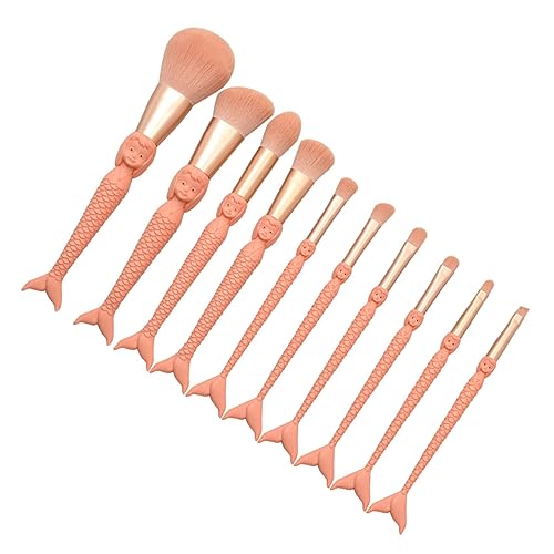 Mikinona Make-up Erröten 10st Make-up Pinsel Make-up-tool-pinsel Foundation-pinsel Im Meerjungfrau-stil Gesichts-make-up-tools Damenanzüge Lidschatten Bilden Haupt Plastik Fräulein Ölgriff von Mikinona