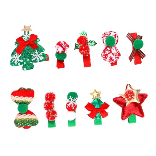 Mikinona 10st Weihnachtshaarspangen Für Kinder Schneeflocke Haarspange Haarspangen Für Mädchen Pailletten Weihnachtshaarspange Säuglingsanzug Weihnachtsbaum Baby Elch Stoff (polyester) von Mikinona