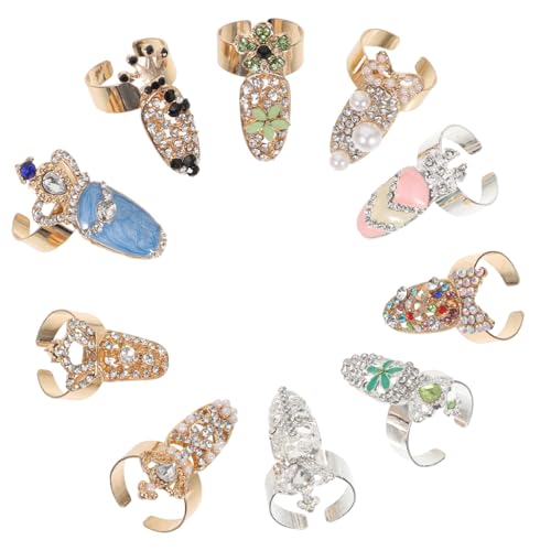 Mikinona 10stücke Strass-fingerringe Für Frauen Punk-ringschmuck Design Finger-ringe Als Geschenkidee Und Langlebig von Mikinona