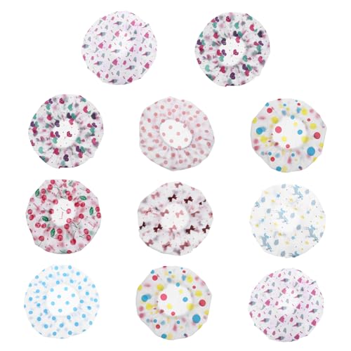 Mikinona 11 Stücke Badekappe Für Frauen Zufällige Muster Dusche Hut Baden Dusche Kappe Nacht Schlafen Abdeckung von Mikinona