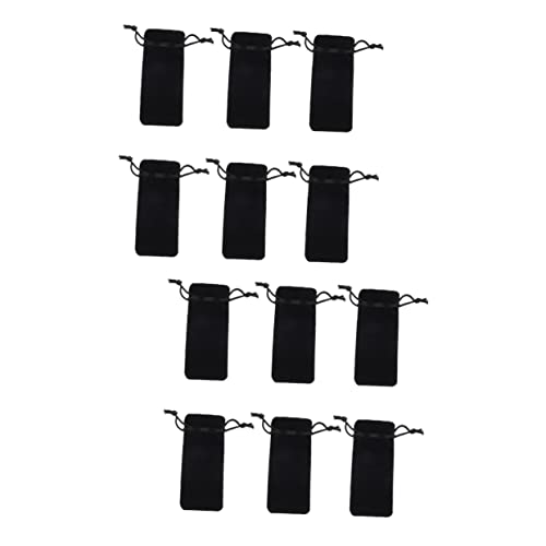 Mikinona 12 STK Lippenstift Tasche Mini-Kosmetiktasche Geschenktüten mit Kordelzug Makeup Tasche Cosmetic Bag Small Bag seilspanner Outdoor-Lippenstifttasche Outdoor-Tasche für Damen Black von Mikinona