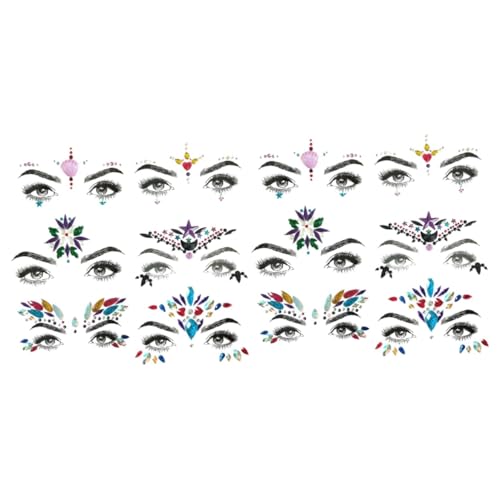 Mikinona 12 Stk Gesichtsschmuck DIY face jewels Augen Juwelen stirn aufkleber Körperaufkleber Kristall-Aufkleber von Mikinona