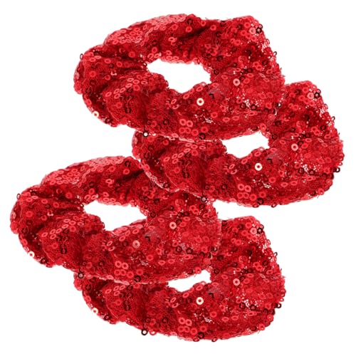 Mikinona 12 Stk Stirnband Dickdarm Haargummi Haargummis für Frauen Scrunchies Haarbänder haarspange weihnachten weihnachtshaarspangen Cartoon-Haarseile Weihnachtskopfschmuck Stoff rot von Mikinona