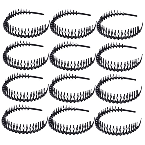 Mikinona 12stücke Zahnhaarband Schwarz Unisex Stirnband Mode Haarreif Für Frauen Und Männer Haarspange Mit Zähnen Für Gesichtswaschung Und Alltaggebrauch von Mikinona