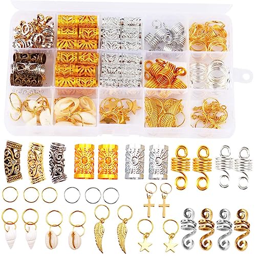 Mikinona 159stücke Teiliges Dreadlock Zubehörset Hochwertige Haarschmuck Ringe Und Manschetten Für Zöpfe Geeignet Für Haartypen Für Besondere Anlässe Und Tägliche Styles von Mikinona