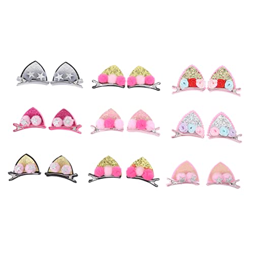 Mikinona 18stücke Katzenohr Haarnadel Pailletten Junge Mädchen Haarschmuck Kopfschmuck Ornament Clip Schmuck von Mikinona
