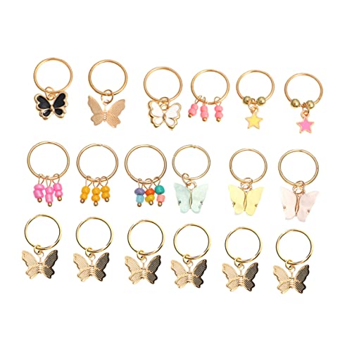 Mikinona 18 Stück Schmetterlings Haarschmuck Clip Accessoire Künstliche Dreadlocks Kleine Haarringe Für Zöpfe Mit Anhängern Klemme Flechten Schmutzige Mädchen Zopfschmuck von Mikinona
