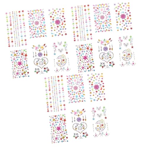 Mikinona 18blätter Teiliges Aufkleber Mit Strasssteinen Temporäre Tattoos Für Gesicht Und Körper Für Halloween Karneval Und Cosplay Bunte Juwelen Verschiedenen Designs von Mikinona
