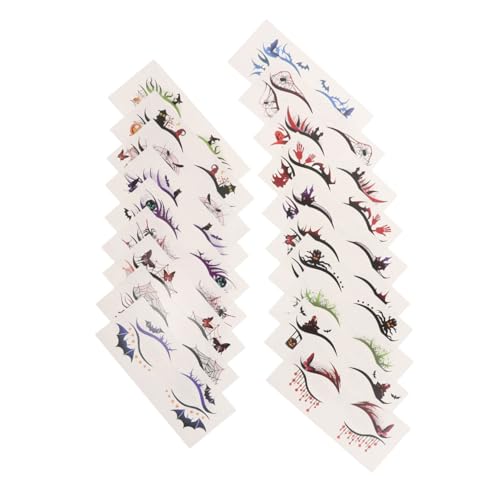 Mikinona 19 Stück Teiliges Halloween Augen-make-up Selbstklebende Wasserdichte Eyeliner Sticker mit Kürbis Spinnennetz-motiven Temporäre Tattoo Aufkleber für Party Karnevalsschminke von Mikinona