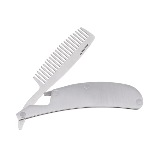 Mikinona Bartkamm Für Männer Haarkamm Feine Zähne Faltbar Bartformer Mini-haarstyling-tool Edelstahl Tragbar von Mikinona