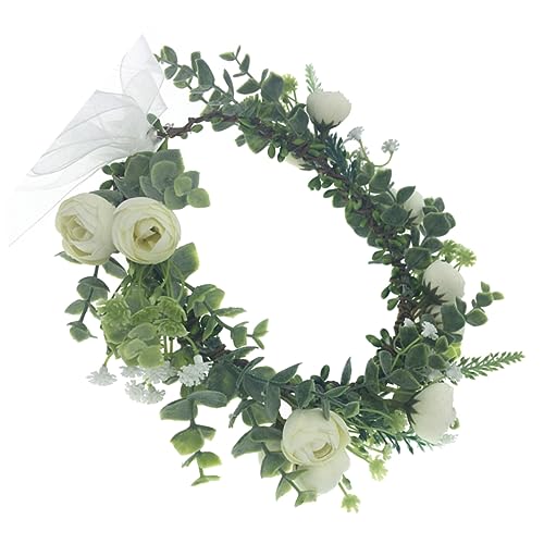 Mikinona 1stk Kranz-stirnband Braut Kopfschmuck Blumenkopfschmuck Stirnband Brautkranz Kopfschmuck Brautkopfbedeckung Haarreifen Braut Stirnband Tiara Urlaub Weiß Das Foto Hochzeit von Mikinona