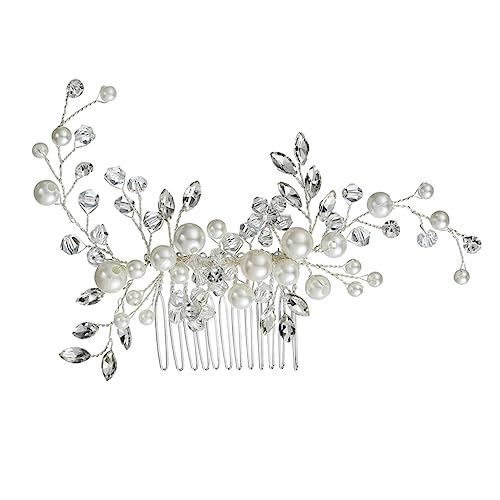 Mikinona 1Stk Perlenkamm haarschmuck hair comb haarkamm brautseitenkämme Hochzeit Haarspangen Tiara anmutige Haarversorgung Brautkopfschmuck aus Strass Strasssteine Kopfbedeckung Requisiten von Mikinona