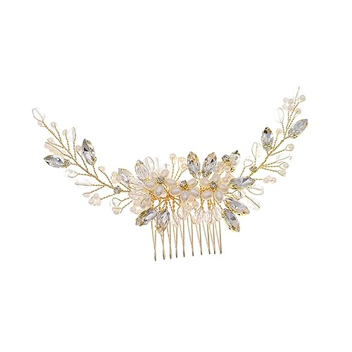 Mikinona 1stk Perlenkamm Hochzeit Haarnadeln Hochzeitskamm Aus Kristall Haarschmuck Für Die Brautjungfer Hochzeit Haarkamm Brautjungfern-haargummi Goldene Tiara Funken Damen Zubehör Kostüm von Mikinona