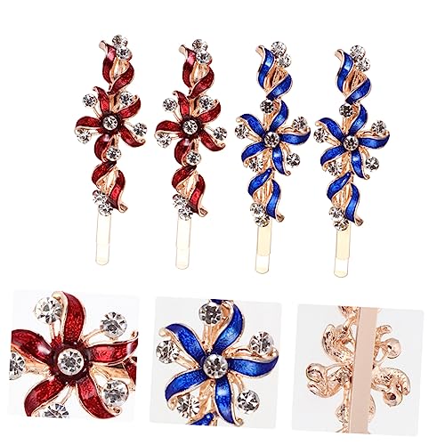 Mikinona 2 Paar Astblatt Haarnadel Dekorative Haarnadel Zubehör Für Kristallclips Haarschmuck Für Kinder Blumenhaar Blumen-haarnadeln Strass Die Blumen Kopfbedeckung Rot Fräulein von Mikinona