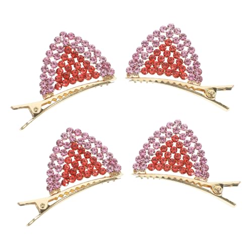 Mikinona 2 Paare Katzenohren Haarnadel Clips Barrettes Haarschmuck für Damen Styling Haarklammern für Frauen Katze Ohrschmuck Strasshaarstifte dekorative Haarspangen Metall von Mikinona