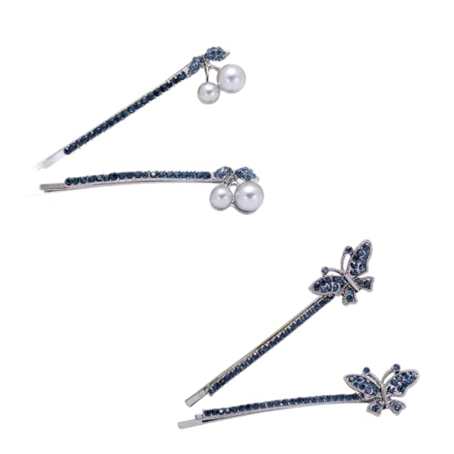 Mikinona 2 Paare Rhinestone Haarspangen Set Schmetterling Deko Haarklammer Glitzernde Haarschleifen Clips für Damen und Mädchen Leichter Langlebiger Haarschmuck für Alltag und Party von Mikinona