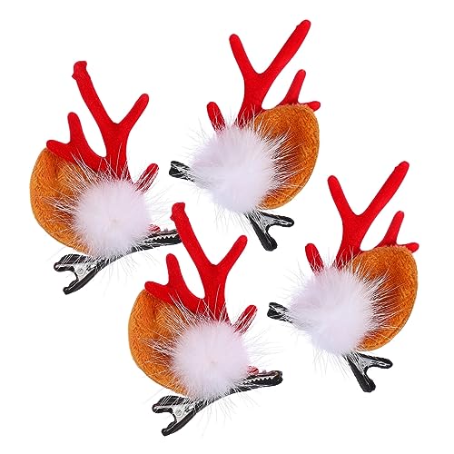 Mikinona 2 Paare Weihnachtliche Hirschgeweih Haarspangen Duckbill Haarklammern Festlicher Kopfschmuck für Mädchen Damen Weihnachten Party Karneval von Mikinona