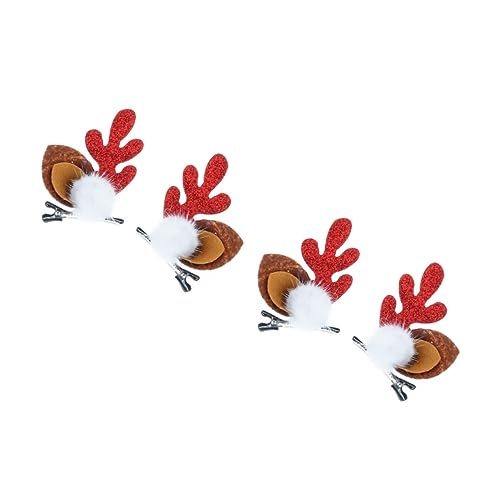 Mikinona 2 Paare Weihnachts Rentier Geweih Haarspangen für Damen Lustige Haarklammern für Partys Fotografie Karneval und Weihnachten Langlebig und von Mikinona