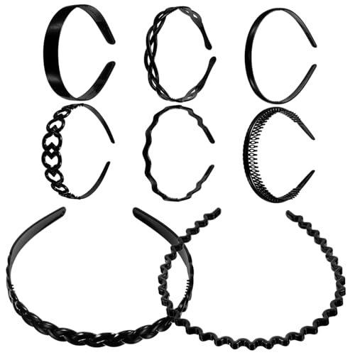 Mikinona 2sätze Unisex Anti-rutsch Haarband Teiliges Wellen-haarband Aus Robustem Kunststoff Für Männer Und Frauen Für Sport Und Alltag Klassischem Schwarz von Mikinona