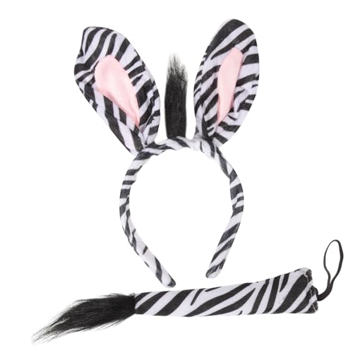 Mikinona 2 Sätze Tier-Cosplay-Stirnband Stirnband mit Zebraohren Haarbänder für Damenhaar Tierkostüm für Erwachsene Hund Kostüme halloween haarschmuck Zebra-Kostümzubehör Zebra-Haarreifen von Mikinona